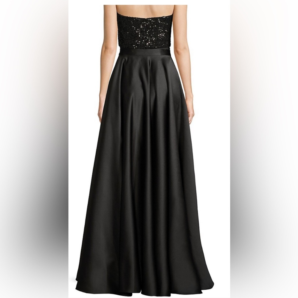 Moda International 2 pc Black Evening Gown. Tube Top 10.5”L, Skirt 26” W, 43” L